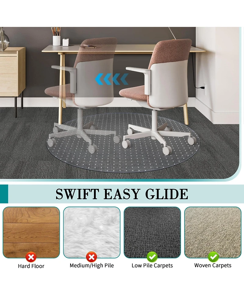 Danrong Office Chair Mat For Carpeted Floors Thick Sturdy Protector Easy Glide Home Gaming