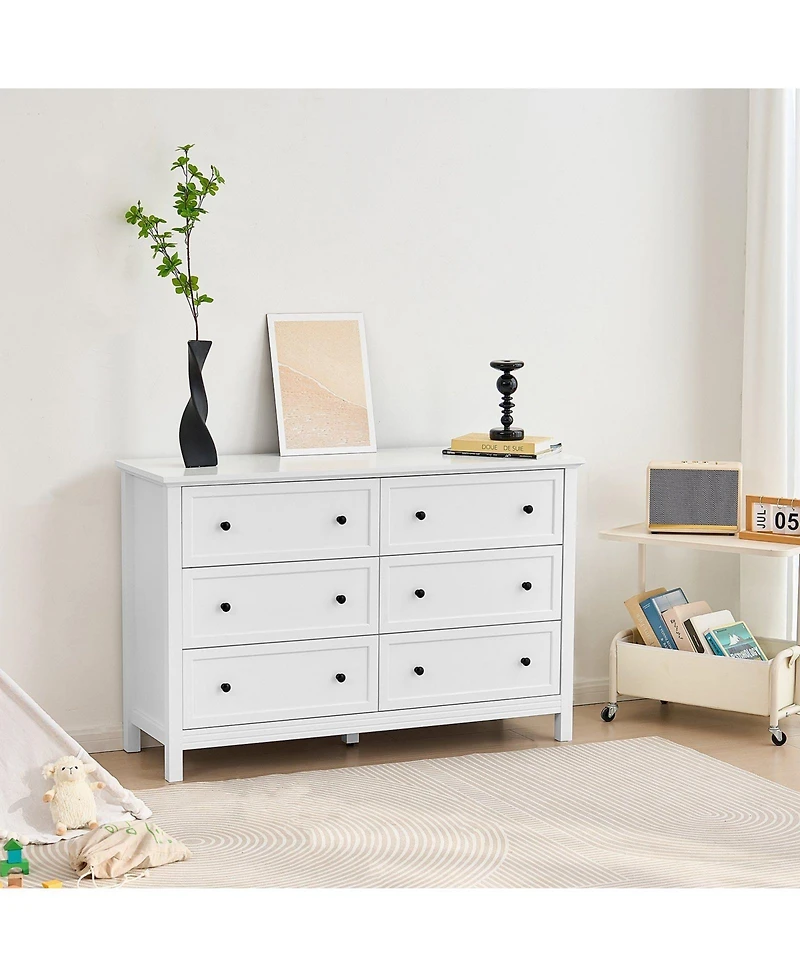Slickblue 6 Drawer Wooden Dresser with Storage for Bedroom and Entryway