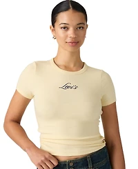 Levi's Women's Hayes Short-Sleeves Tee Rib-Knit Embroidered Logo T-Shirt
