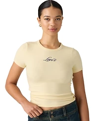Levi's Women's Hayes Short-Sleeves Tee Rib-Knit Embroidered Logo T-Shirt