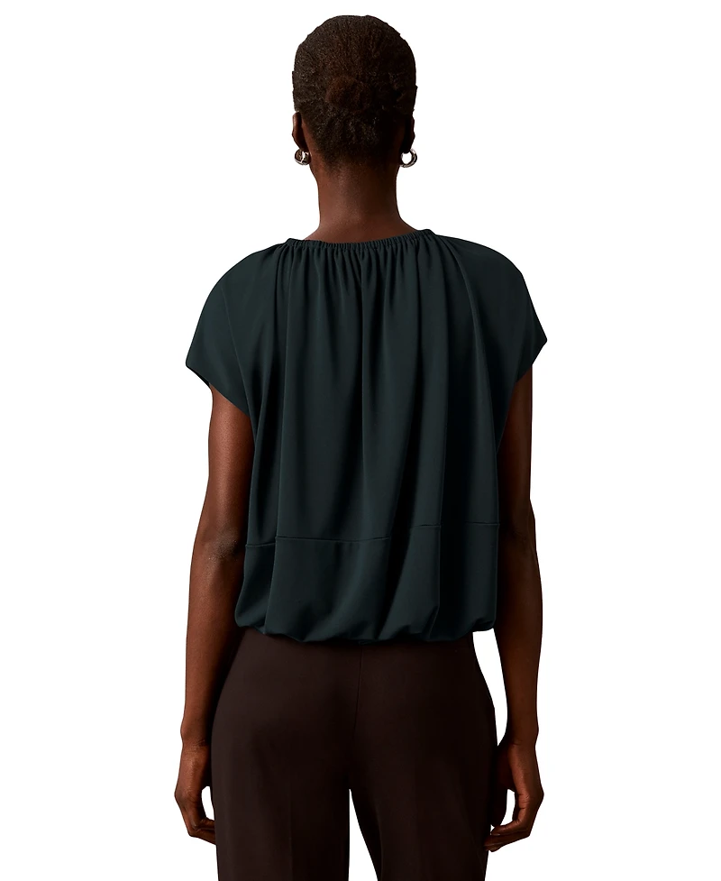 Calvin Klein Women's Shirred Extended-Shoulder Short-Sleeve Blouse