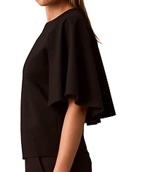Calvin Klein Women's Crewneck Short-Sleeve Woven Top