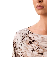 Calvin Klein Women's Boat Neck Button-Front Long-Raglan-Sleeve Blouse