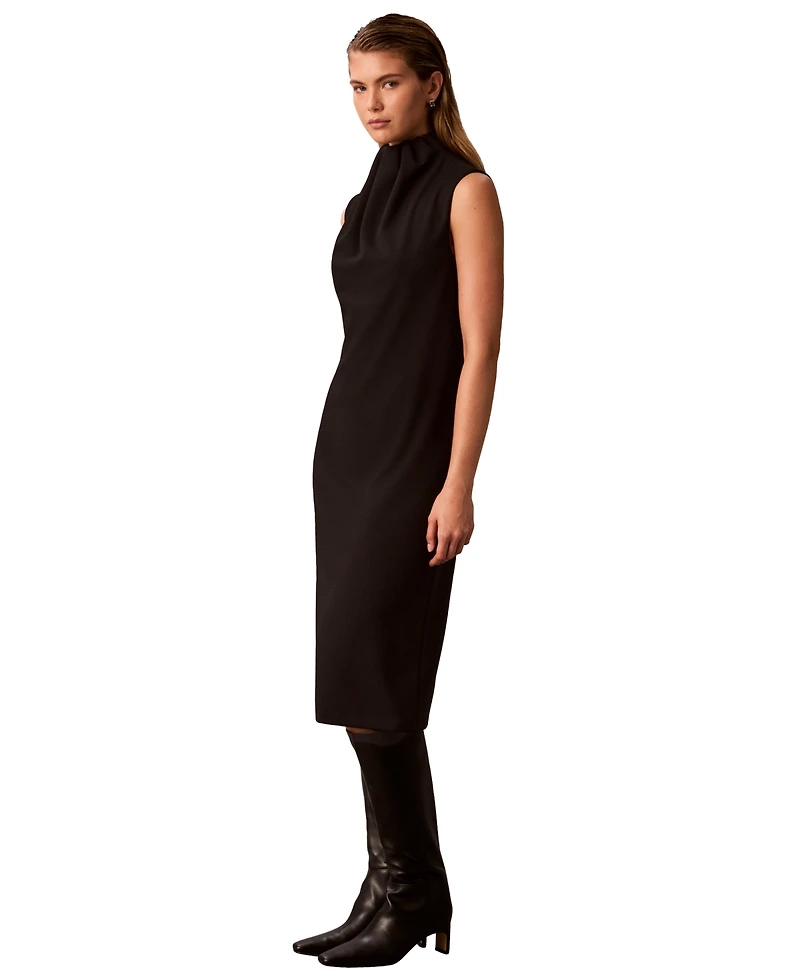 Calvin Klein Women's Mock-Neck Sleeveless Midi Dress