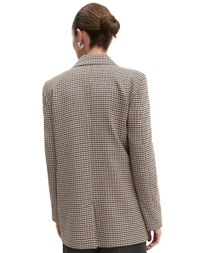 Emme Marella Women's Straight-Fit Plaid Long-Sleeve Lapel Collar Blazer