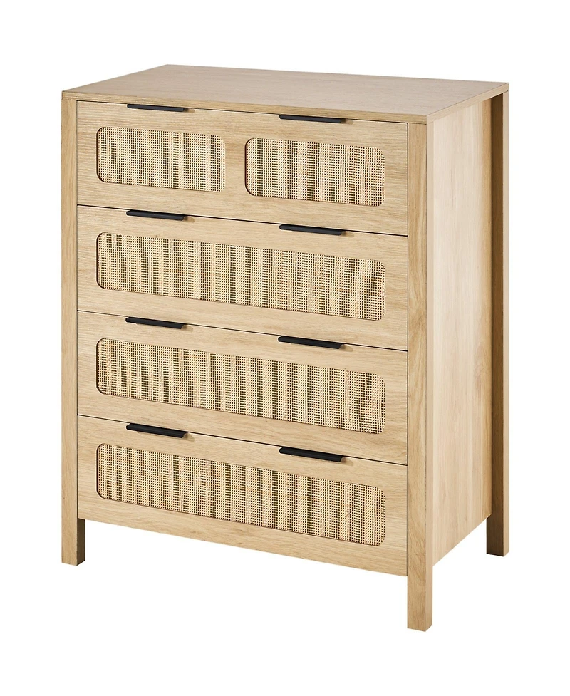 Slickblue 4 Drawer Rattan Dresser with Spacious Storage for Bedroom