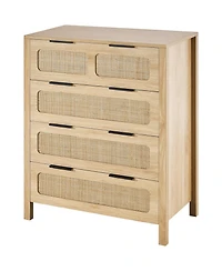 Slickblue 4 Drawer Rattan Dresser with Spacious Storage for Bedroom