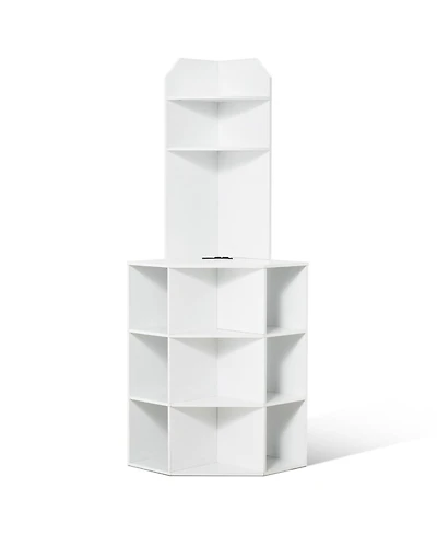 Slickblue 6 Tier Tall Corner Storage Cabinet with Usb Ports for Home Organization