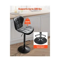 Slickblue Set of 2 Adjustable Swivel Pu Leather Counter Bar Stools