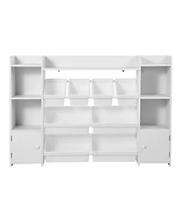 Slickblue Large Kids Toy Organizer with Bookshelf and 8 Flexible Storage Bins