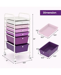 Sugift Multifunctional 6-Drawer Rolling Storage Cart Organizer