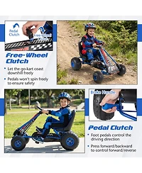 Sugift Kids 4-Wheel Pedal Go Kart with Adjustable Seat and Multi-Terrain Wheels, Ages 3-8