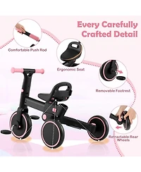 Hongge 4-in-1 Foldable Toddler Trike with Parent Push Handle, 55 lbs Capacity, Ages 18 Months–5 Years
