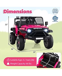 Hongge 24V Kids Ride-On Car with Remote Control, Led Lights and Music, Up to 66 lbs, Ages 3+