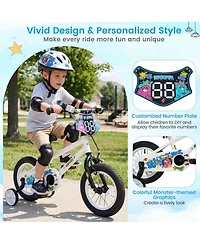 Hongge 14-Inch Training Wheels Dual Brakes Kids' Bike, Ages 3-5
