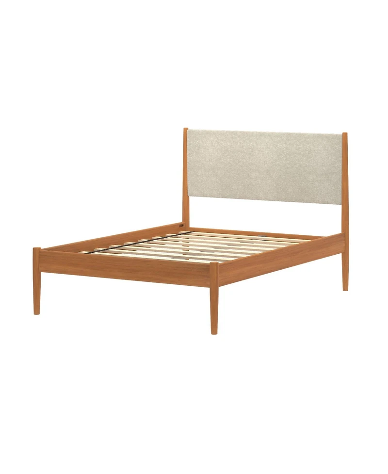 Plank+Beam Harbor Full Bed with Upholstered Headboard, Swiss Coffee