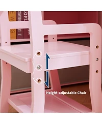 homfan L Shape Kids Desk and Chair Set with Bulletin Board, Open Shelves, Storage Cabinets, and Cloth Drawers, for Study and Play