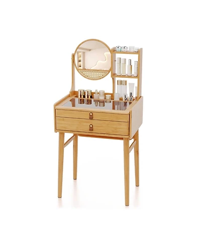 Slickblue Compact Makeup Vanity Table 23.5 Inch with Mirror for Small Spaces