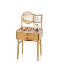 Slickblue Compact Makeup Vanity Table 23.5 Inch with Mirror for Small Spaces