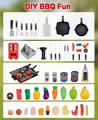 Sugift Bbq Grill Toy with Spray, Light and Sound, Color-Changing Play Food Set, Ages 3+