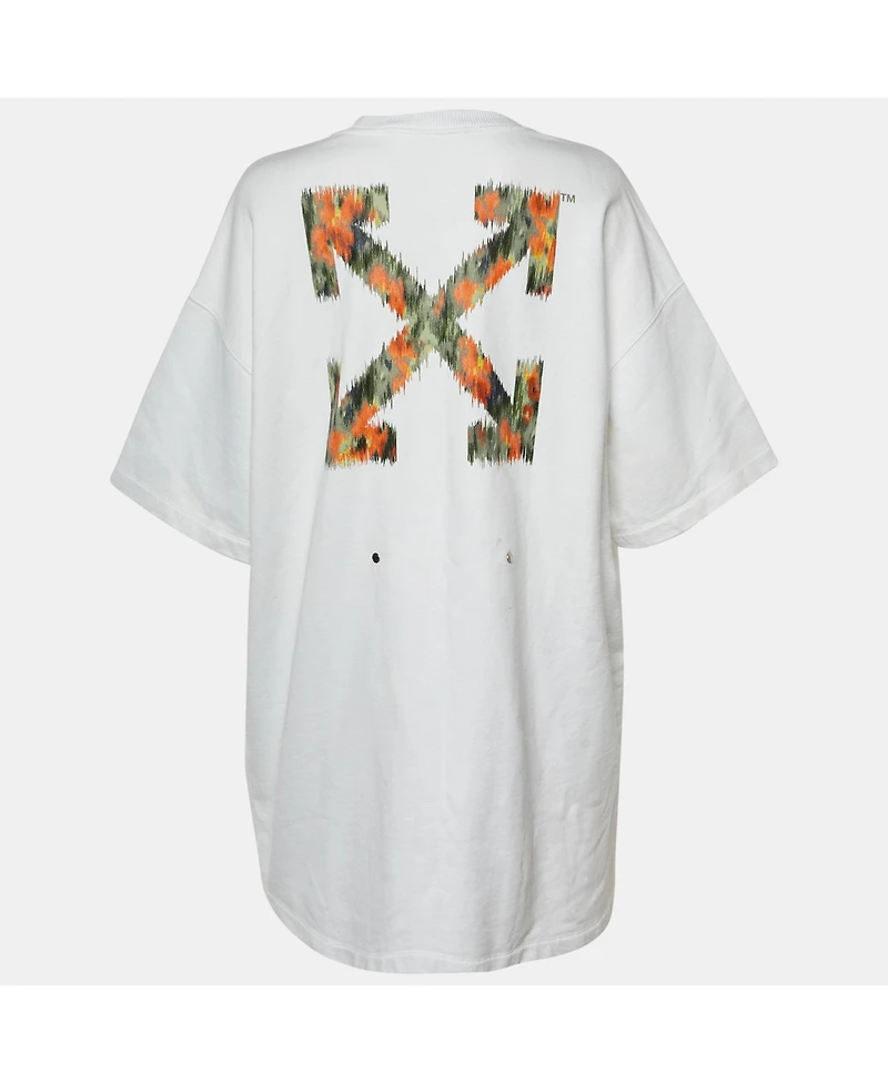 Pre-Owned Off-White Women's Graphic-Print Crewneck Short-Sleeve T-Shirt Dress