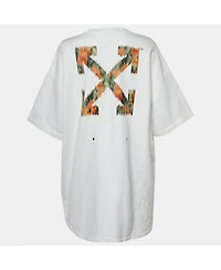 Pre-Owned Off-White Women's Graphic-Print Crewneck Short-Sleeve T-Shirt Dress