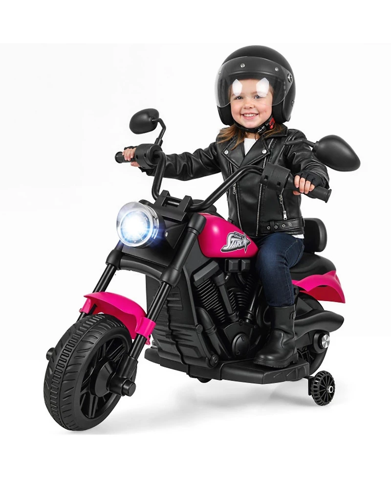 Hongge 6V Kids Electric Motorcycle with Headlight and Training Wheels