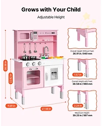 Hongge Nordic Wooden Interactive Play Kitchen Playset, Ages 3+