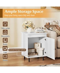 Sugift Mid-Century Nightstand Set of 2 with Open Top and Enclosed Cabinet