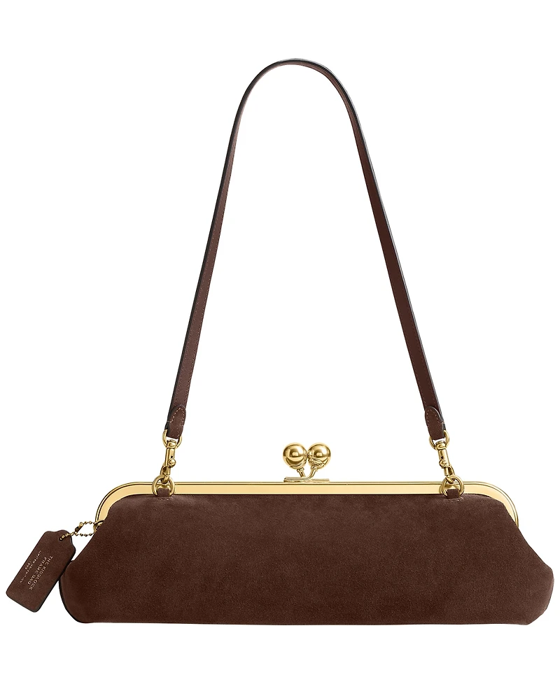 Coach Kiss-Lock Small Suede Frame Handbag 30