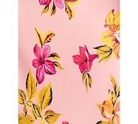 Steve Madden Juniors' Floral-Print Satin Halter Wedding-Guest Dress