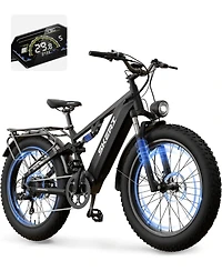 Mikolo Folding Electric Bike for Adults, 55 Miles & 25MPH, 500W Peak Motor, 48V 10Ah Removable Battery, Fat Tire EBike with Smart Lcd Display