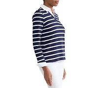 Jones New York Petite Long-Sleeve Striped V-Neck T-Shirt