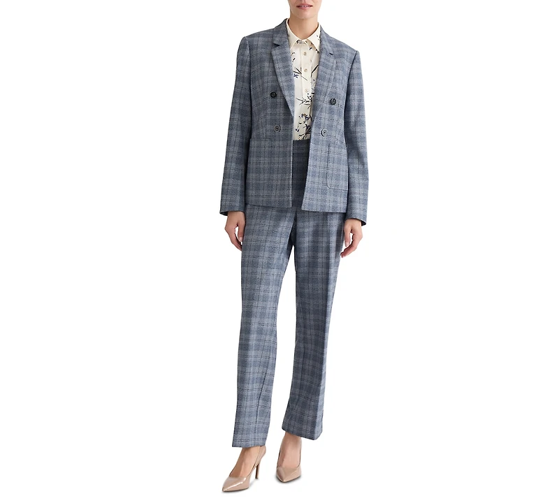 Jones New York Petite Plaid Double-Breasted Blazer