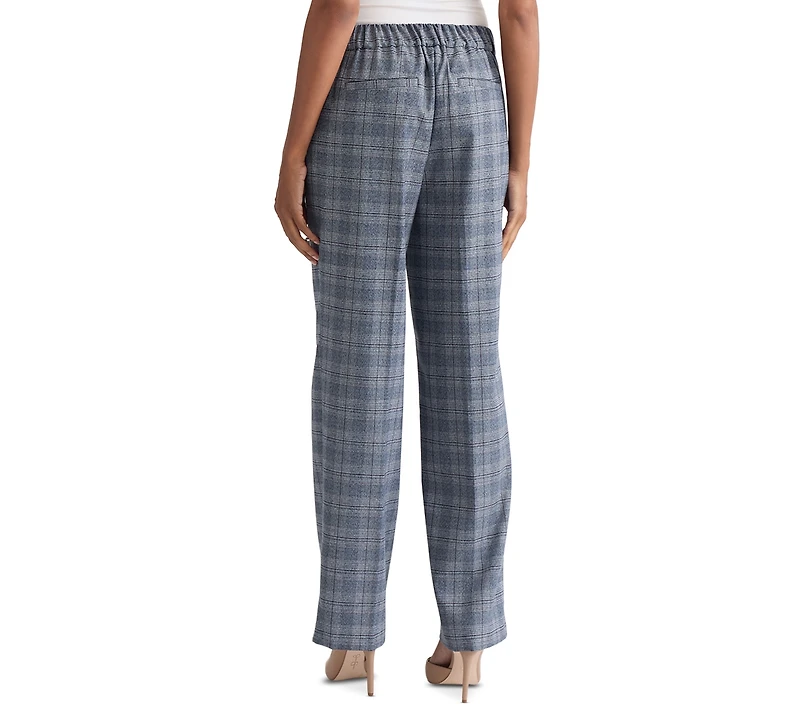 Jones New York Petite Plaid Straight-Leg Pull-On Pants
