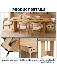 homfan 78'' Large Rectangular Dining Table for 6-8 People, Double Pedestal Base Kitchen Table Easy-Clean Table Top for Multi-Purpose Indoor Use
