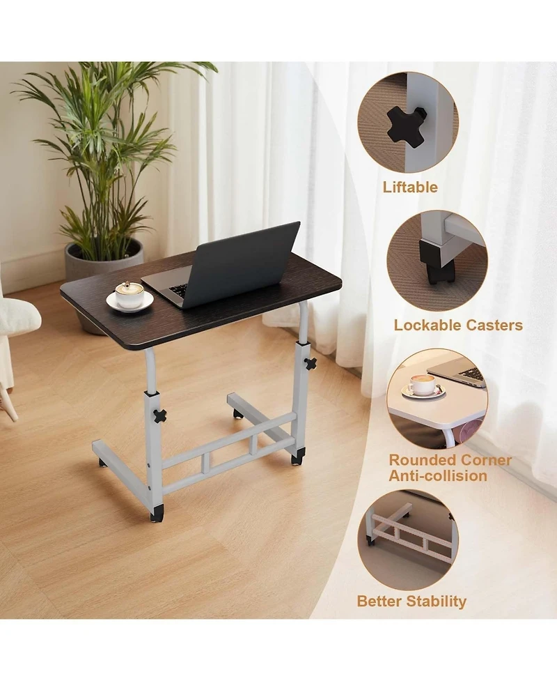 Gaomon Adjustable Height Lift Desk – Mobile Bedside Table for Laptop, Simple Computer Desk for Bedroom and Dorm, Easy Moving, 80x40cm