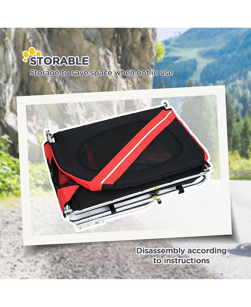 Mountaintop Dog Bike Trailer,20" Rubber Wheels, 3 Entrances, Mesh Screen, Off-Road Travel
