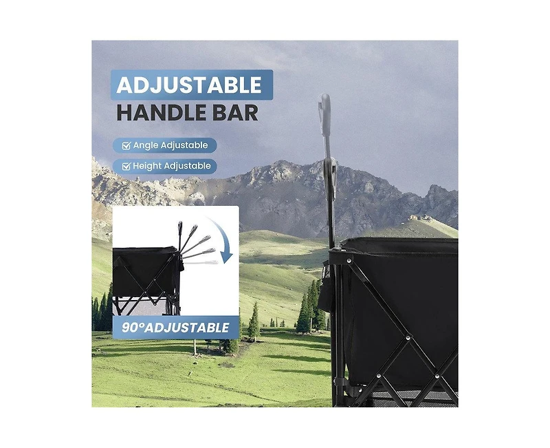 Mountaintop Folding Double Decker Wagon with Brakes, 54" Extra Long Extended Cart, Equipped with 7" All-Terrain Big Wheels for Camping, Sports.