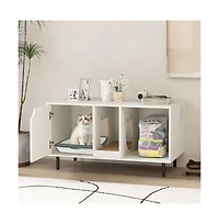 Ruie 40 in Double Cat Litter Box Enclosure Hidden Cat Washroom Bench for 2 Cats