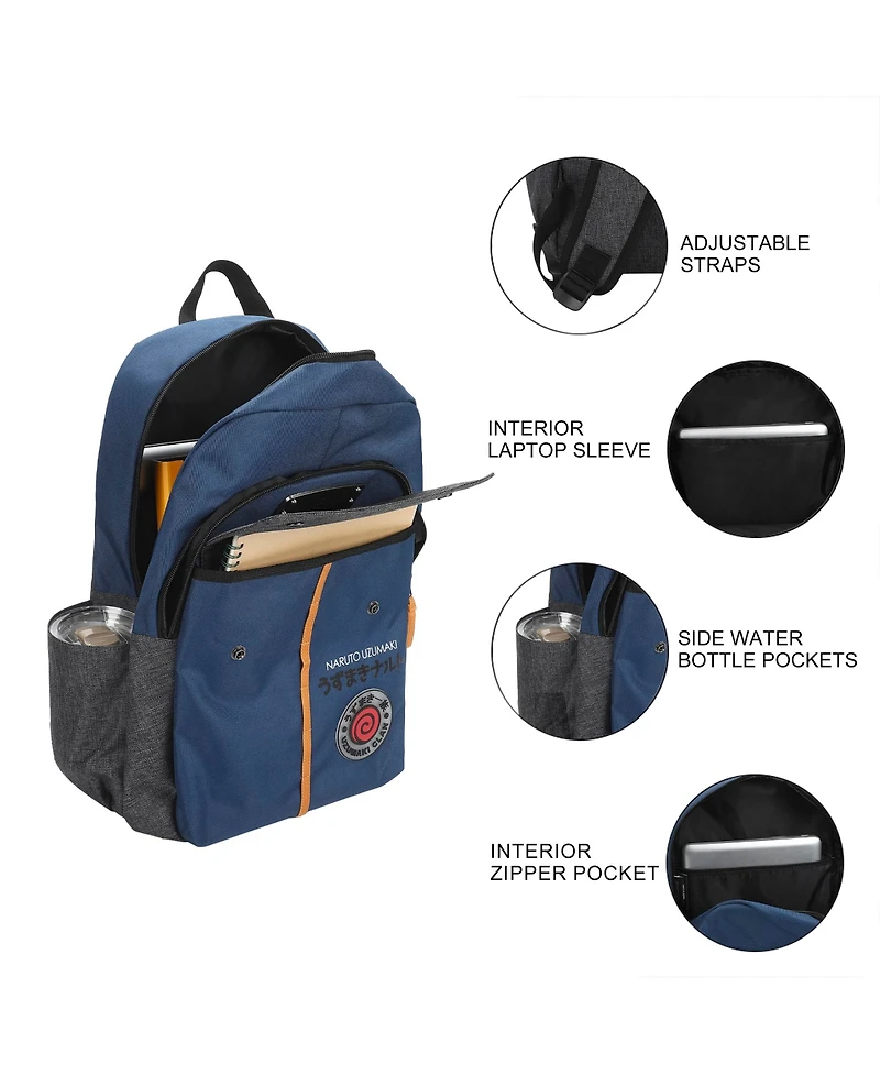 Naruto Shippuden Shinobi Symbols Blue 17.5" Adult Commuter Backpack
