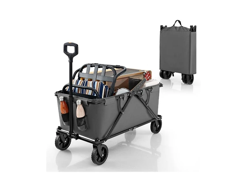 Mountaintop Collapsible Folding Wagon Cart with Adjustable Handlebar