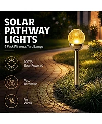 Bell + Howell 2-Piece Solar Powered Cracked Glass Led Pathway Lights, Weather-Resistant Garden Stakes