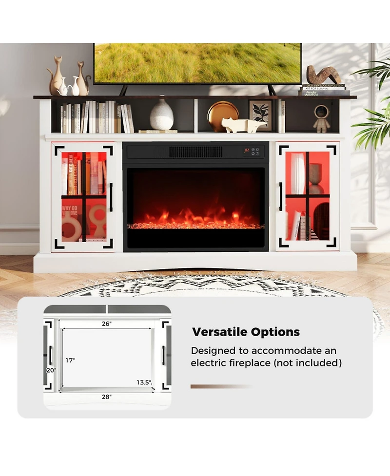 Sugift Led Tv Stand for TVs up to 50 Inch with Adjustable Glass Shelves and Remote-Controlled Lights