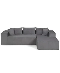 Sugift Modular L-Shaped Sectional Sofa with Deep Seats and 5 Corduroy Throw Pillows