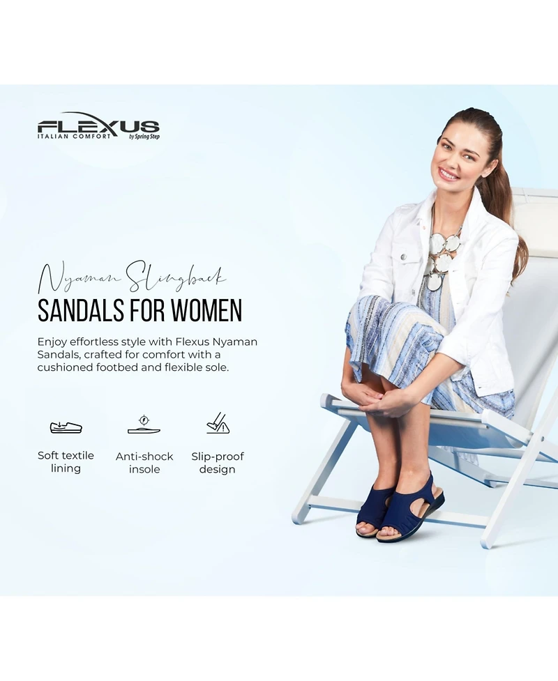 Flexus Women's Nyaman-Pindott Slingback Sandal with Rubber Sole
