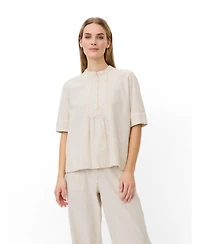 Masai Copenhagen Women's MaBeyora Mandarin Collar Textured Blouse