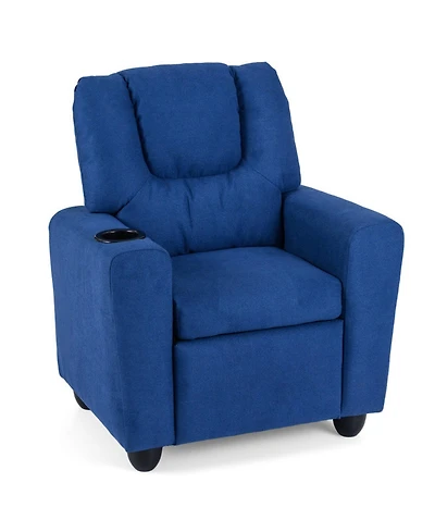 Sugift Kids Push-Back Recliner Armchair with Retractable Footrest and Cup Holder