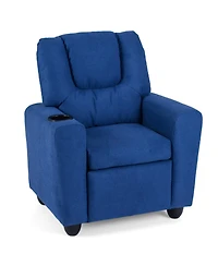 Sugift Kids Push-Back Recliner Armchair with Retractable Footrest and Cup Holder