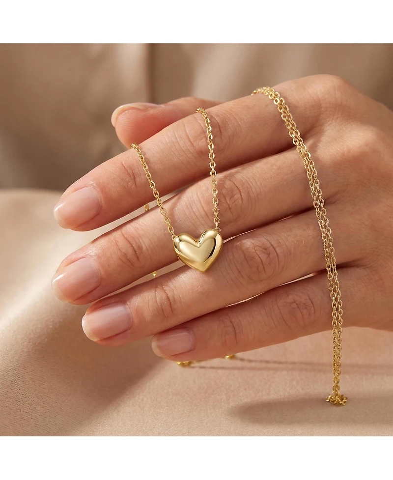 GiGiGirl Minimalist Heart Pendant Necklace White Gold Plated, 14K or 18K Rose Plated